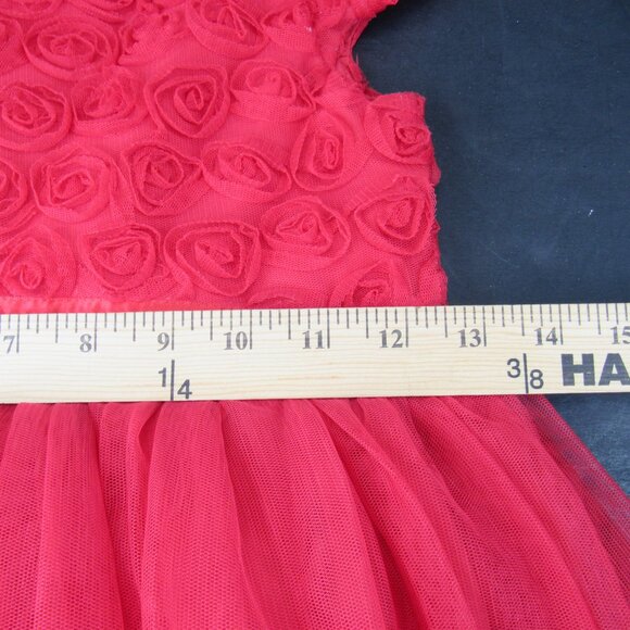 Marmellata Classics Girl's Red Rosette Party Dress with Tulle Overskirt Size 8 - Picture 9 of 12